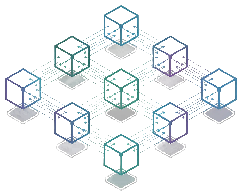 Blockchain network illustration showing interconnected nodes